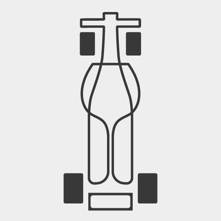 Logo de Racing Sommelier: un kart visto desde arriba cuyo chasis es una botella de vino